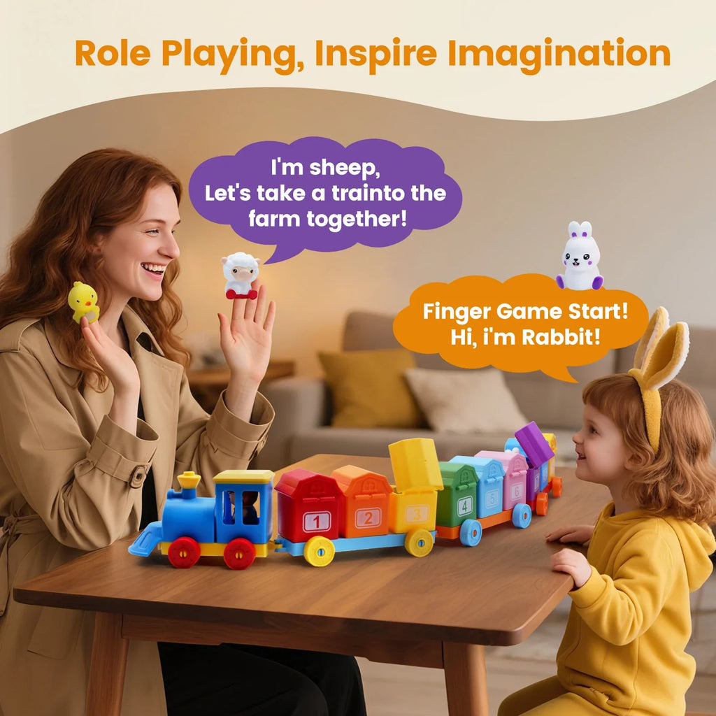 Montessori Farm Train Set for Toddlers Counting & Sorting Toy