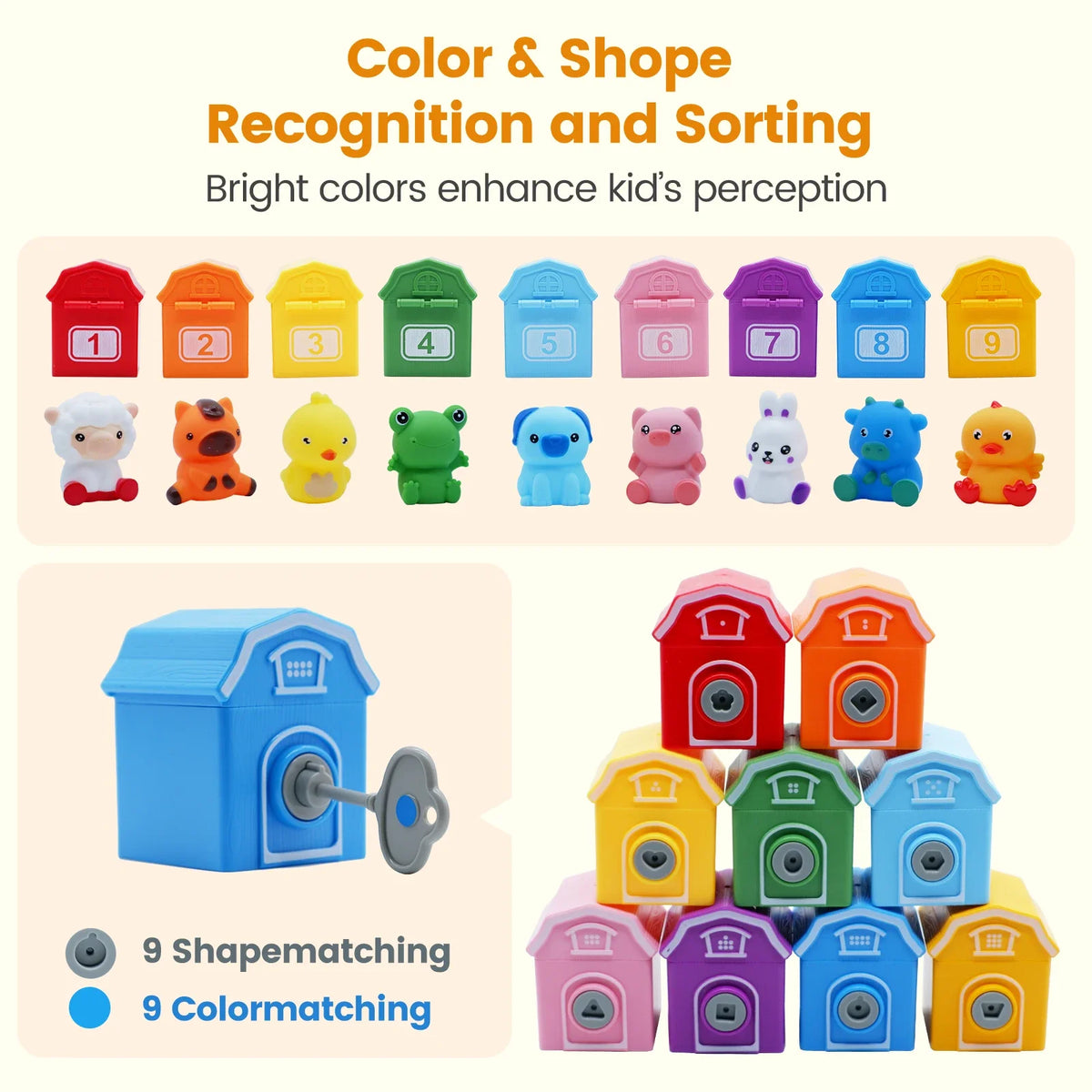 Montessori Farm Train Set for Toddlers Counting & Sorting Toy